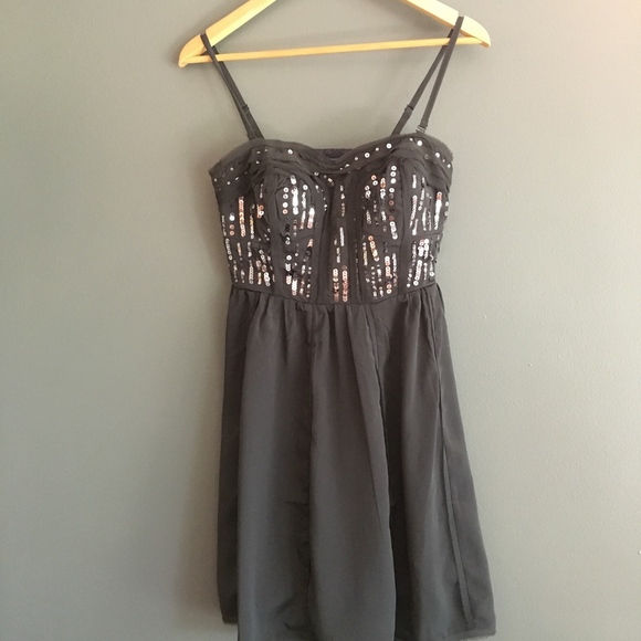 American Eagle Sequin Party Dress - Charcoal Gray - Picture 2 of 4